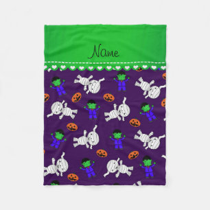Name purple frankenstein mummy pumpkins fleece blanket