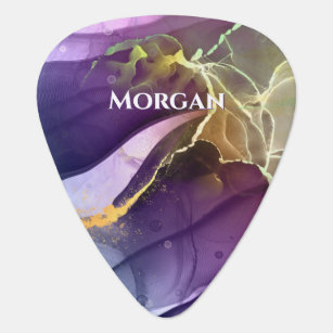Name, Purple & Gold Ink Abstract, Vs 2 Guitar Pick