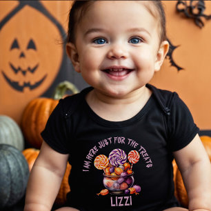 Name Purple Orange Black Pumpkin Halloween Candy Baby Bodysuit