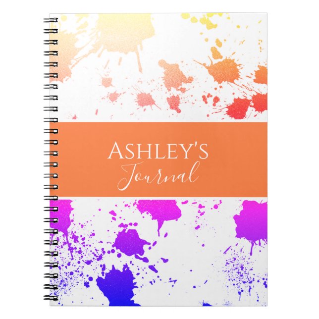 Name | Purple Orange Paint Splash Abstract Journal (Front)