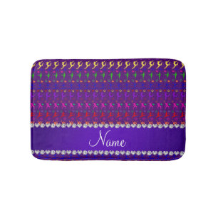 Name purple rainbow gymnastics hearts stars bath mat