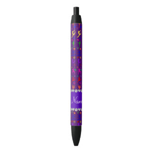 Name purple rainbow gymnastics hearts stars black ink pen