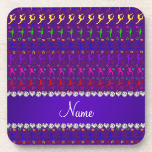 Name purple rainbow gymnastics hearts stars coaster