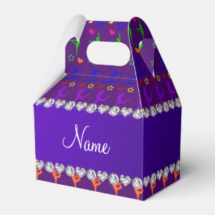 Name purple rainbow gymnastics hearts stars favour box
