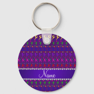 Name purple rainbow gymnastics hearts stars key ring