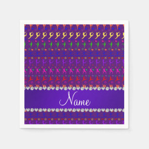 Name purple rainbow gymnastics hearts stars napkin