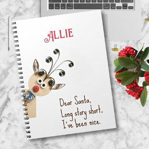 Name, Quilled Reindeer Peeking Holiday Day Planner Notebook