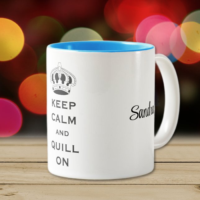 Name, Quilling Keep Calm Classic Two-Tone Mug (Creator Uploaded)