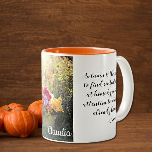 Name Quote, Beautiful Autumn Print 11oz Two-Tone Coffee Mug