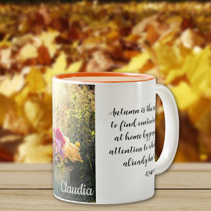 Name Quote, Beautiful Autumn Print 11oz Two-Tone Coffee Mug