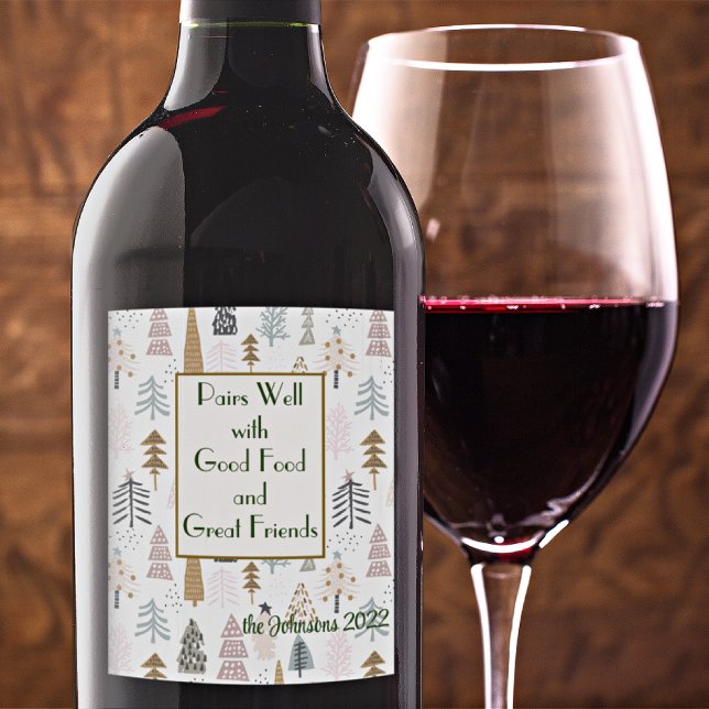 Name Quote || Rustic Winter Trees (6) Wine Label (Creator Uploaded)