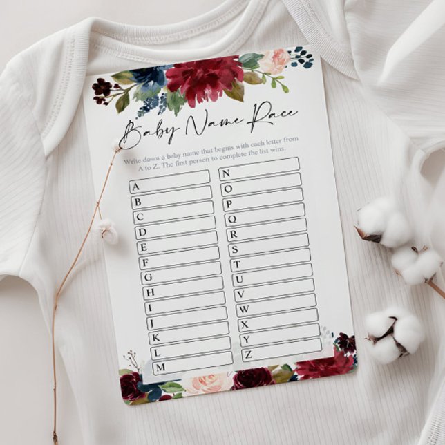 Name Race Baby Shower  Game card (Creator Uploaded)