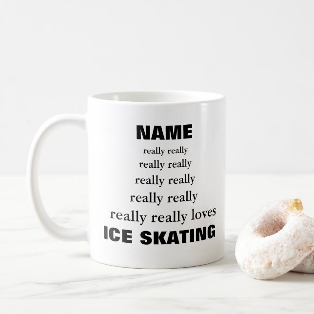 Name really really really loves Subject SKATING Coffee Mug (With Donut)