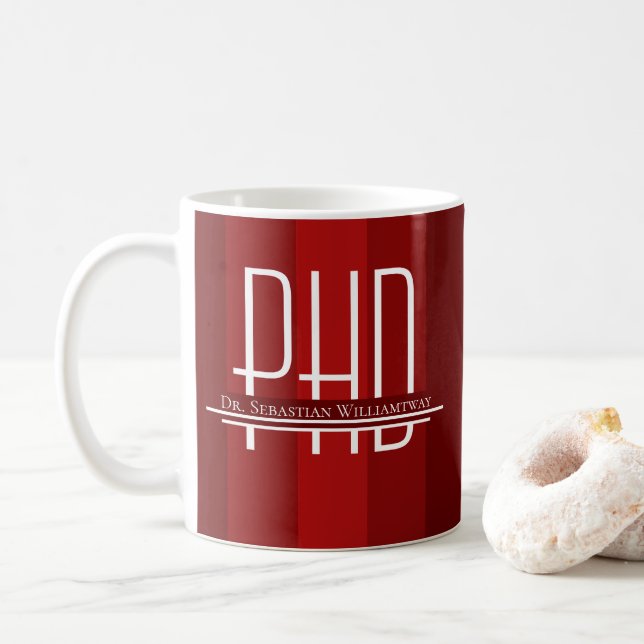 Name Red Graduate PhD Coffee Mug (With Donut)