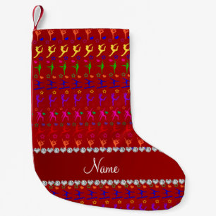Name red rainbow gymnastics hearts stars small christmas stocking