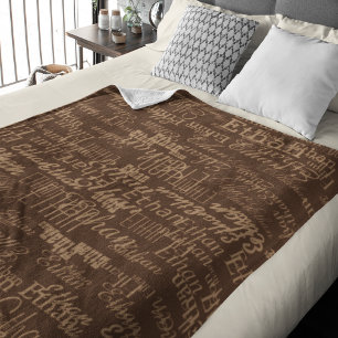 Name Repeated on Brown Stylish all-over-printed Fleece Blanket