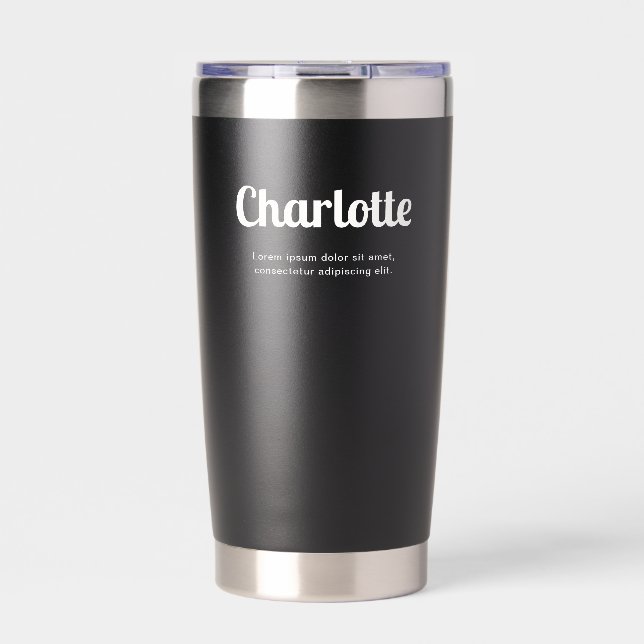 Name Retro Script Black Insulated Tumbler (Front)