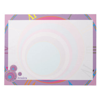 Name Roman Numerals Clock Pink Purple Blue Girly Notepad
