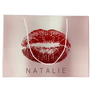 Name Rose Blush Pearl Pin Red Kiss Lips Favour Gif Large Gift Bag