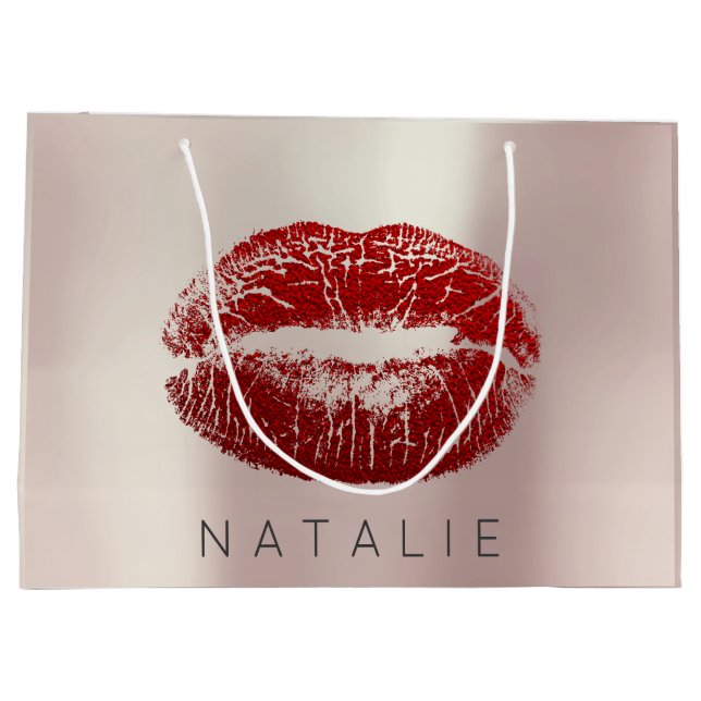 Name Rose Blush Pearl Pin Red Kiss Lips Favour Gif Large Gift Bag (Back)