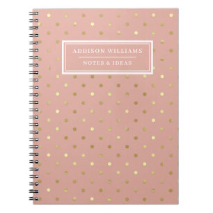 Name Rose Gold Pink Polka Dots Customised Notebook