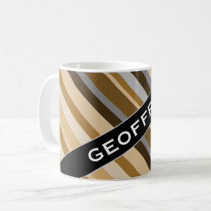 Name + Sandy Beach Colours Inspired Striped Patter Coffee Mug