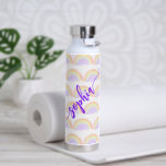 Name script colourful rainbow pattern personalised water bottle<br><div class="desc">Modern watercolor pastel rainbow pattern water bottle personalised with your name in trendy purple handwritten signature script calligraphy.          Can be a cute keepsake gift for a birthday,  Sweet 16,  wedding,  or bridal shower.</div>