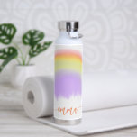 Name script colourful rainbow personalised water bottle<br><div class="desc">Modern watercolor pastel rainbow unicorn colours water bottle personalised with your name in trendy orange handwritten signature script calligraphy.          Can be a cute keepsake gift for a birthday,  Sweet 16,  wedding,  or bridal shower.</div>