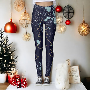 Name script cute cool navy gold white dot festive leggings