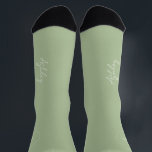 Name script personalised wedding favour sage green socks<br><div class="desc">Elegant chic light sage greenery green bride socks personalised with her name in chic signature style calligraphy script.</div>