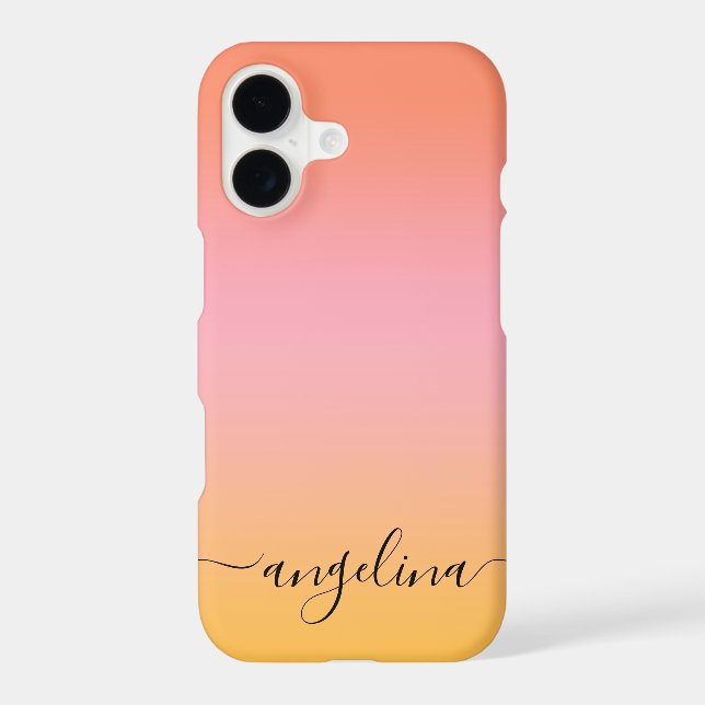 Name Script Text Monogram Gradient Ombre Orange   (Back)