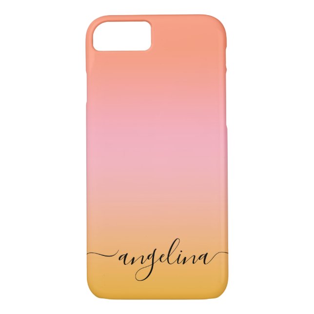 Name Script Text Monogram Gradient Ombre Orange   Case-Mate iPhone Case (Back)