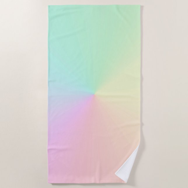 Name Script Text Muted Gradient Ombre Rainbow  Beach Towel (Front)