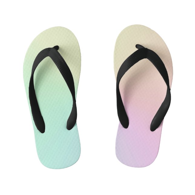 Name Script Text Muted Gradient Ombre Rainbow  Kid's Thongs (Footbed)