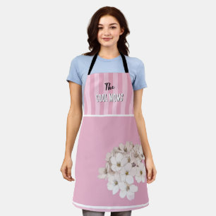 Name Script Vintage Pink Stripe Apron
