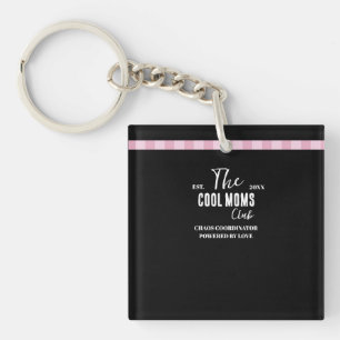Name Script Vintage Pink Stripe Key Ring