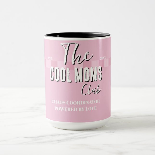 Name Script Vintage Pink Stripe Mug (Center)