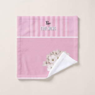 Name Script Vintage Pink Stripe Wash Cloth