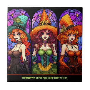 Name Sentiment Year Sexy Witch Halloween Party Ceramic Tile