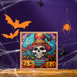 Name Sentiment Year Spooky Skeleton Halloween Ceramic Tile