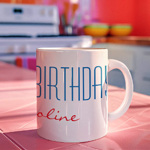 Name, Skinny Font Happy Birthday 11oz Coffee Mug