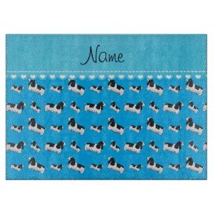 Name sky blue english cocker spaniel dog cutting board