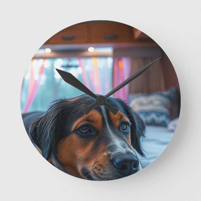 Name: Sleeping Dog Dreams Round Clock (Front)