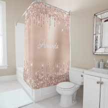 Name Sparkly Glitter Drips Pink Rose Gold White