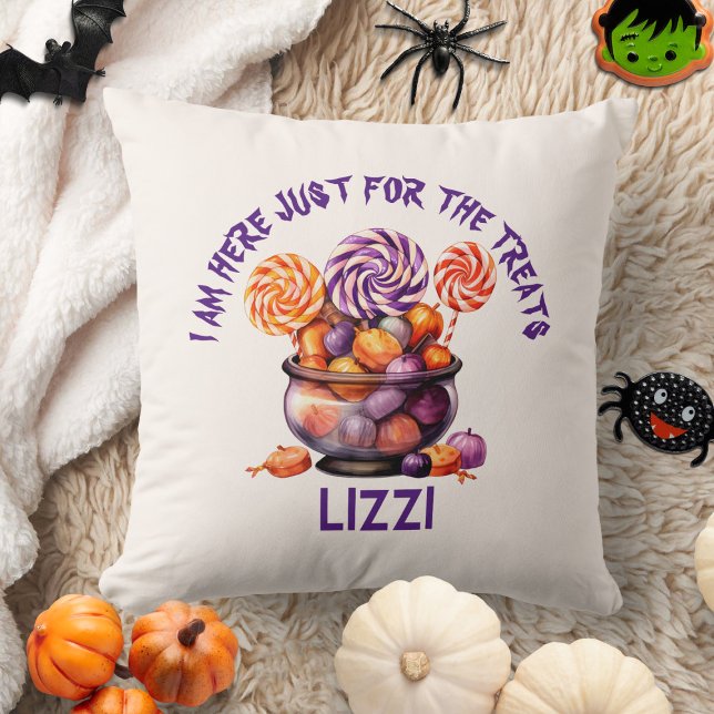 Name Spooky Pumpkin Purple Orange Kids Halloween Cushion (Creator Uploaded)