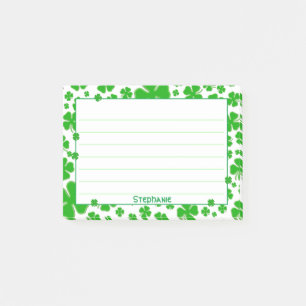 Name:  St Patrick's Green Random Shamrock Pattern Post-it Notes