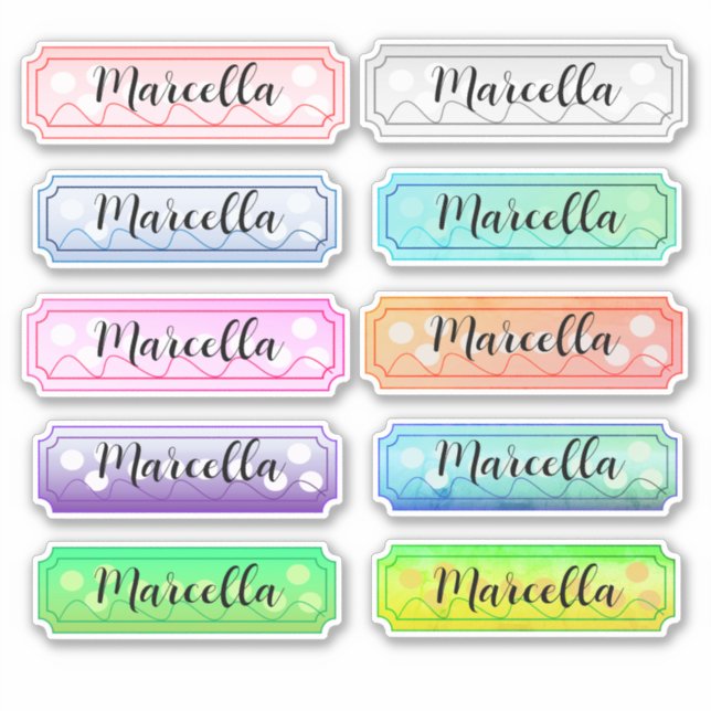 Name Sticker Set Beautiful Colours  (Front)