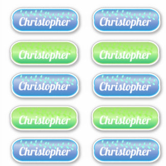 Name Sticker Set Blue and Green