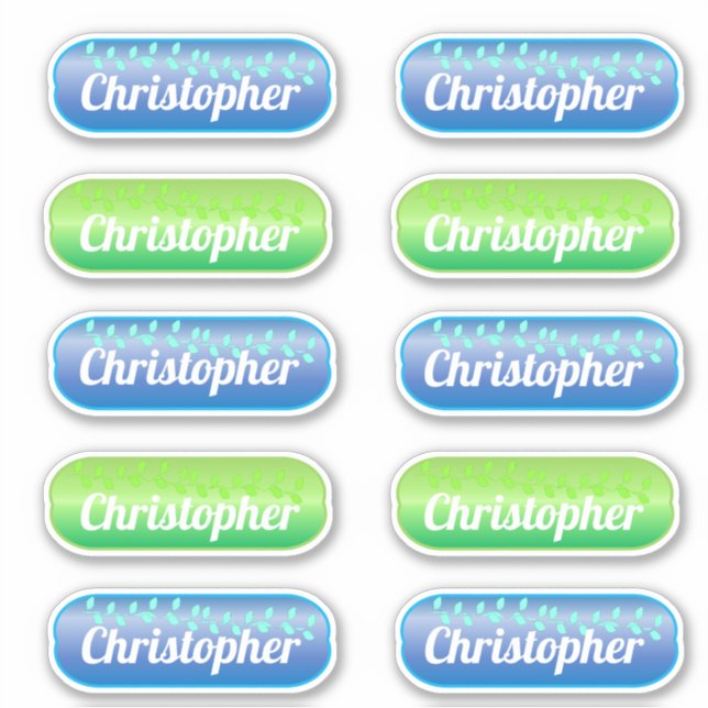 Name Sticker Set Blue and Green (Front)