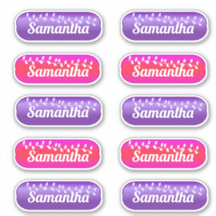 Name Sticker Set Magenta and Purple